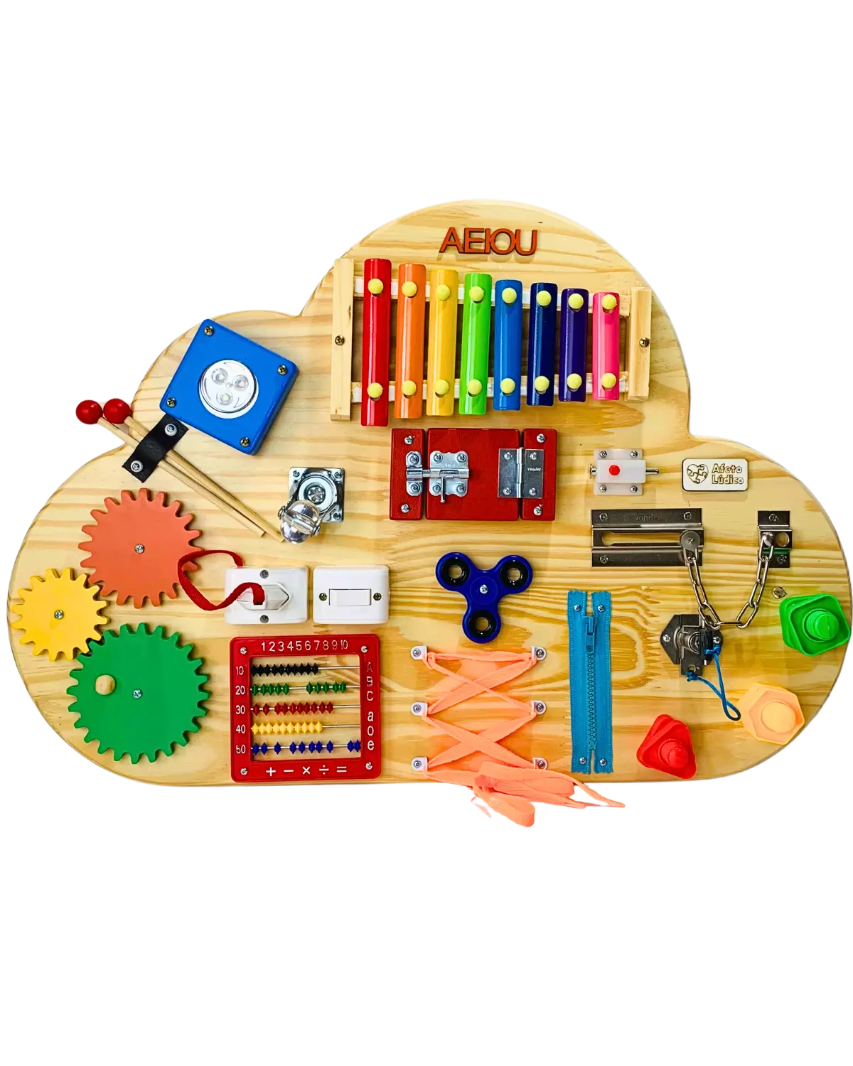 Painel Montessori Nuvem Ludii | Estímulo Sensorial & Criatividade