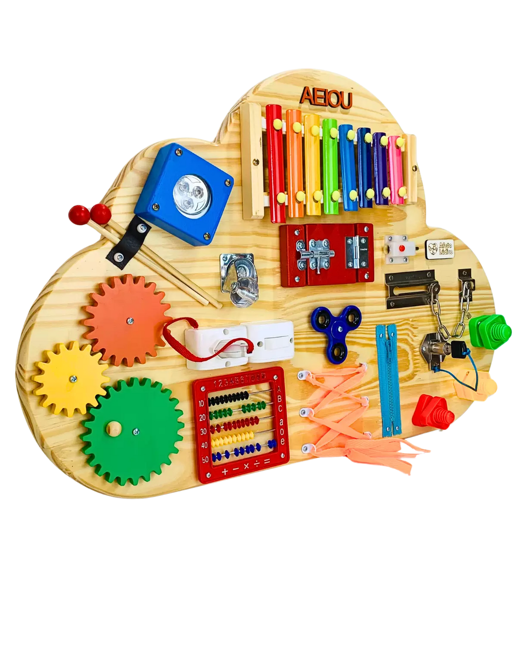 Painel Montessori Nuvem Ludii | Estímulo Sensorial & Criatividade